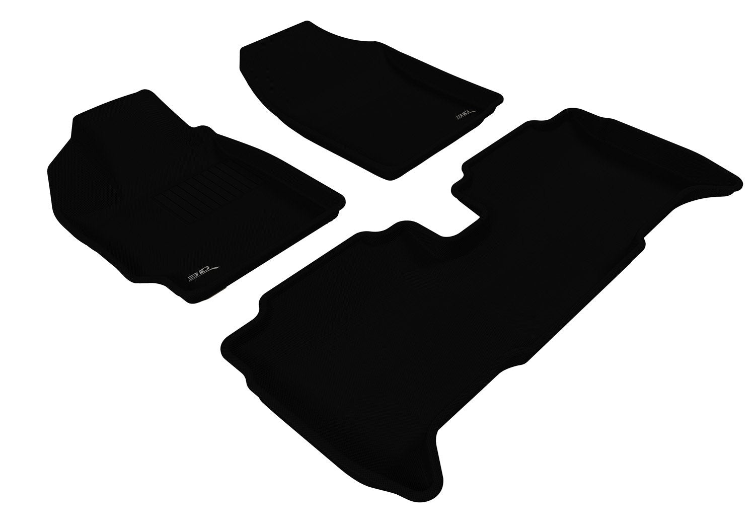 Complete Set 3D MAXpider Custom Fit All-Weather Floor Mat for Select Toyota Yaris Models - Kagu Rubber (Black)