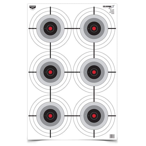 Eze-Scorer BIRCHWOOD CASEY 23" x 35" Multiple Bull's-Eye Shoot-Up Brilliant White Paper Targets for Indoor and Outdoor Use, 5 Targets