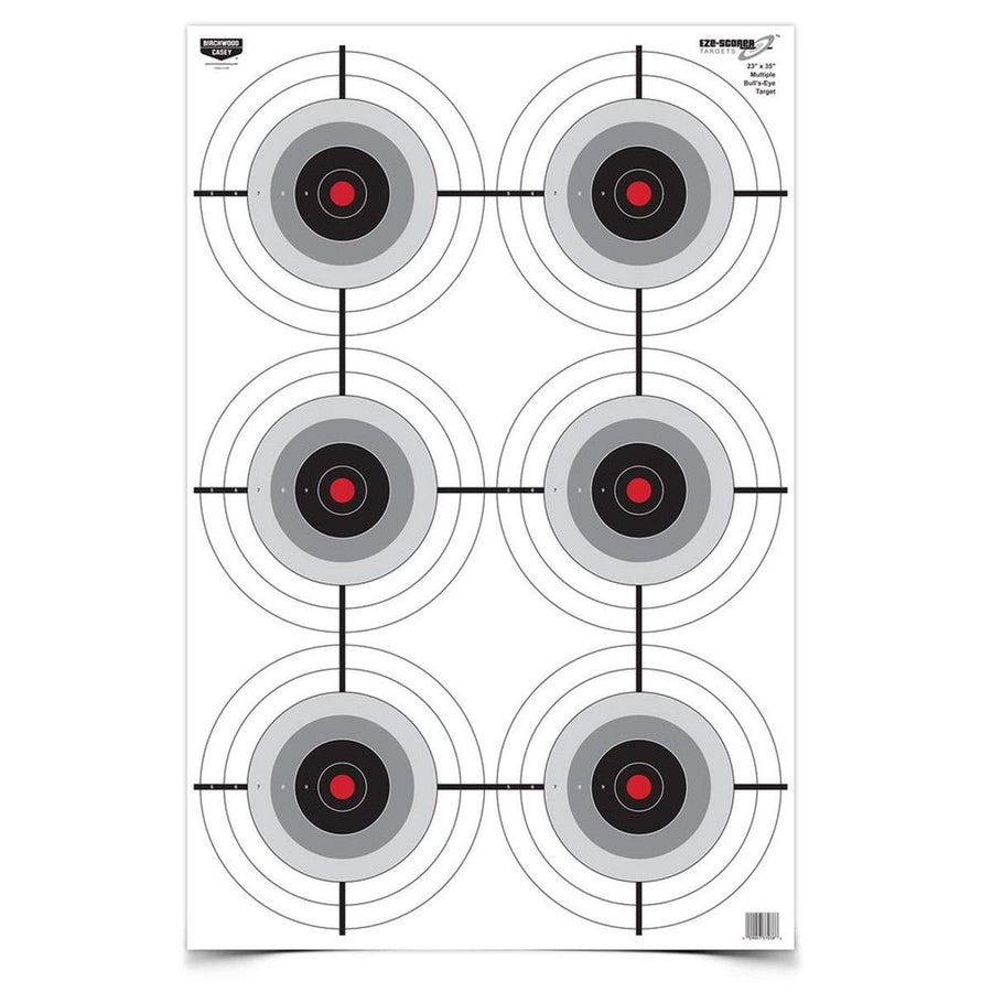 Eze-Scorer BIRCHWOOD CASEY 23" x 35" Multiple Bull's-Eye Shoot-Up Brilliant White Paper Targets for Indoor and Outdoor Use, 5 Targets
