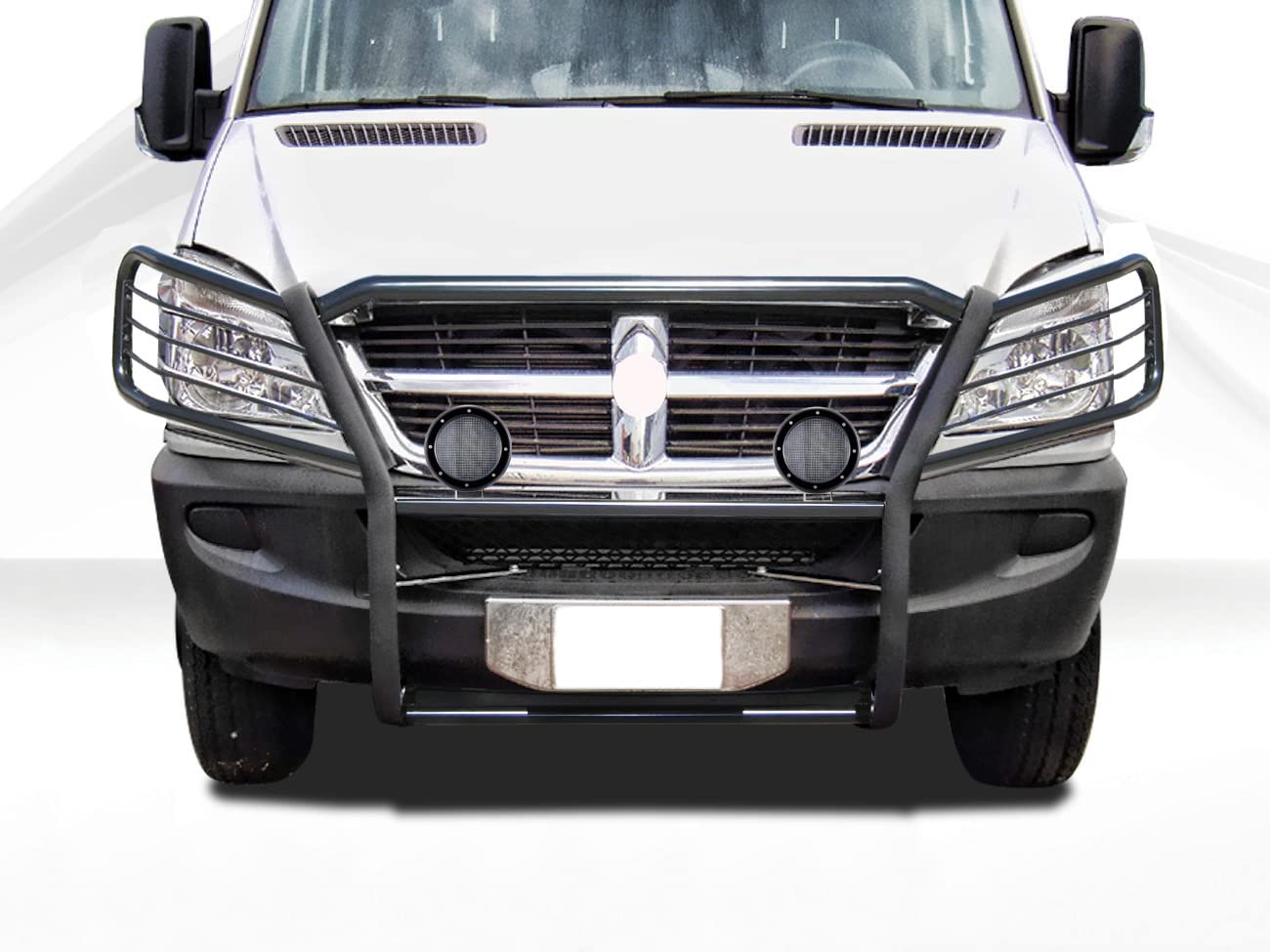 Modular Black Black Horse Grille Guard W/ Pair of 5.3"LED Light Compatible with 2007-2009 Dodge sprinter-Freightliner 2500/3500|2007-2011-Benz sprinter 1500|10-18-Benz sprinter 2500/3500-17D502MA-PLFB