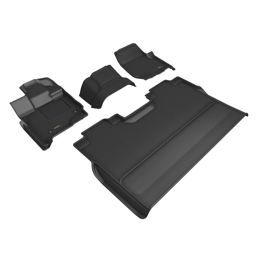 Kagu Floor Mat 3D MAXpider Custom Fit (Black) Compatible with Ford F-150 Supercrew 2015-2026 (w/Bench Seat, Vinyl Floor, NO Under Seat Storage) - Full Set