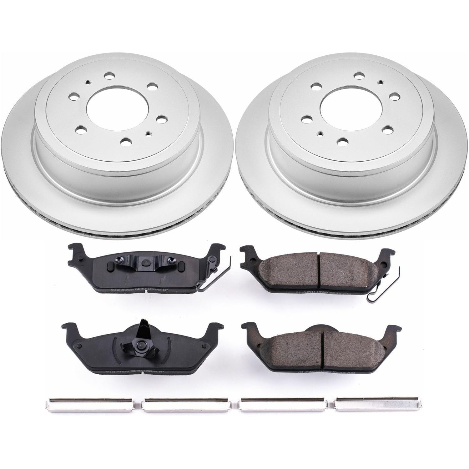 Power Stop Coated Brake Rotor CRK1950 & Ceramic Brake Pads- rear For Ford F-150 2004-2011, Lincoln Mark LT 2006-2008 [Model Specific]