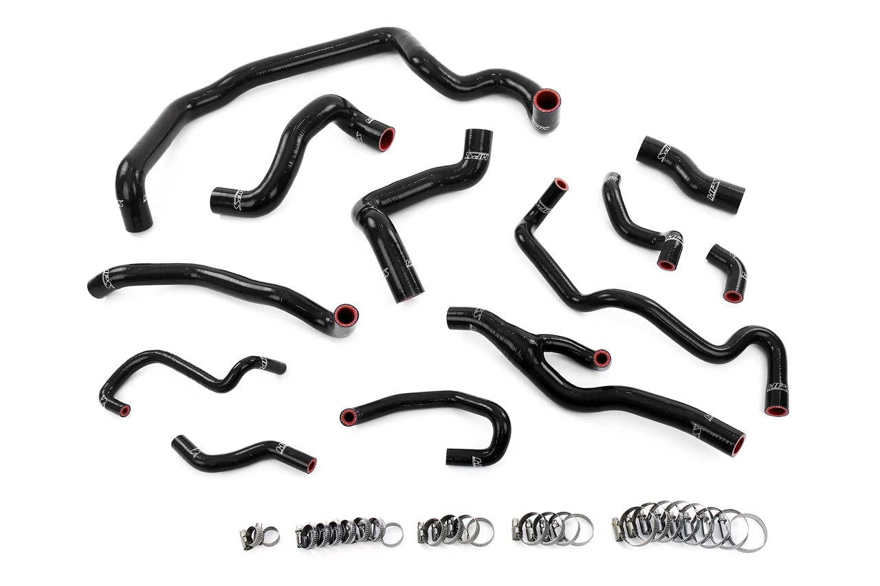 HPS Performance Black Silicone Radiator, Water Pump, Heater, Expansion Tank Coolant Hoses Compatible for 2007-2010 Mini Cooper 1.6L Turbo (N14) Auto Trans, 57-2000-BLK