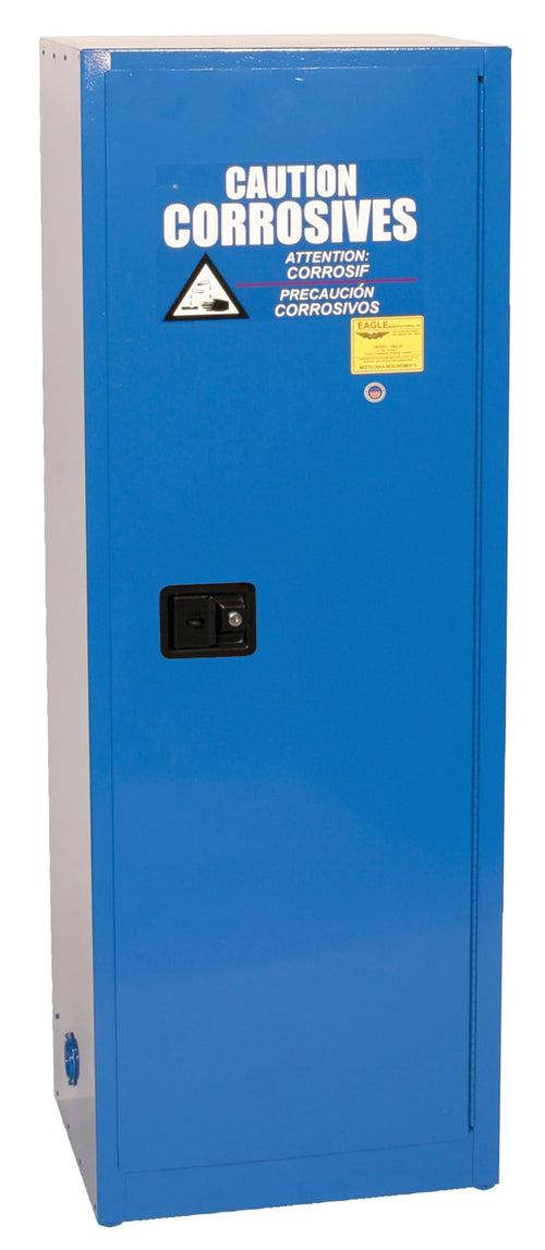 3 Shelf, 24 Gallon, 1 Door, Self Close, Space Saver Metal Acid and Corrosive Safety Cabinet, Blue - CRA2310X