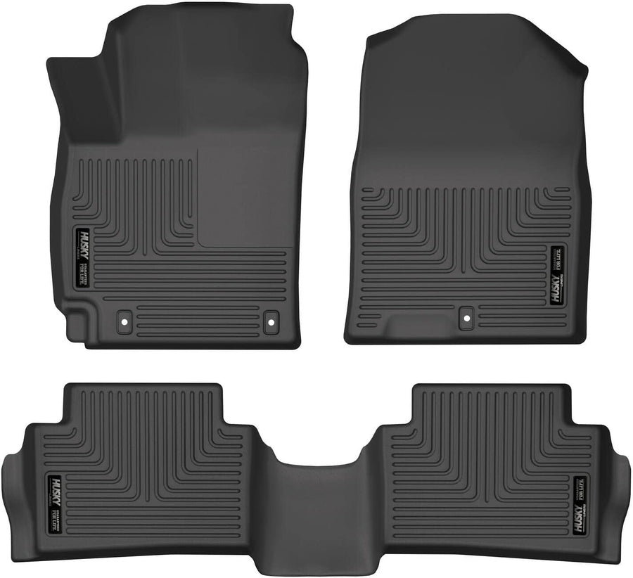 Weatherbeater Husky Liners Floor Mats | Fits 2018-2024 Hyundai Kona | Front & 2nd Row, 3-pc Black - 95581