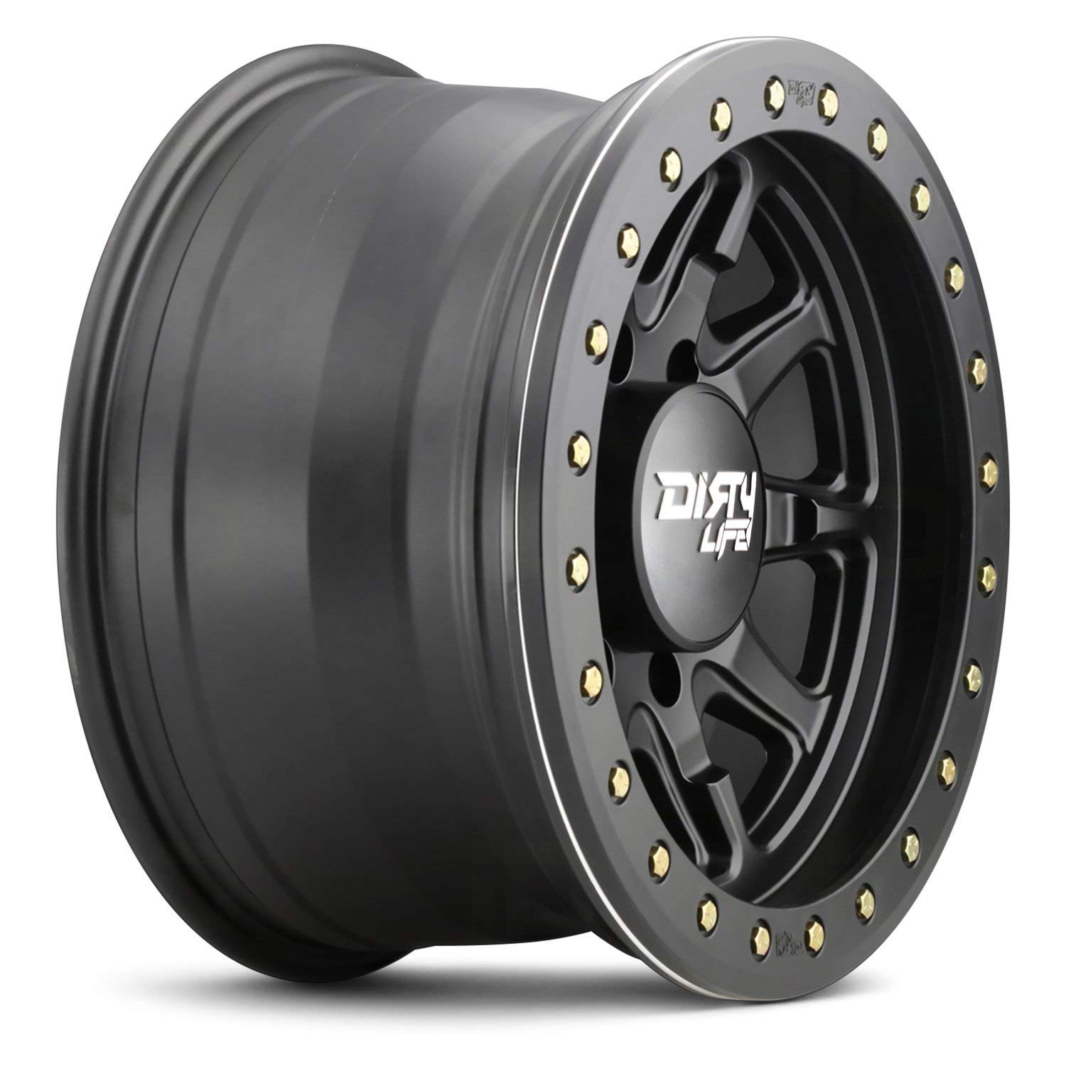DT-2 Dirty Life Matte Black W/Simulated Ring Wheel with Alloy Steel (20 x 9. inches /8 x 130 mm, 0 mm Offset)