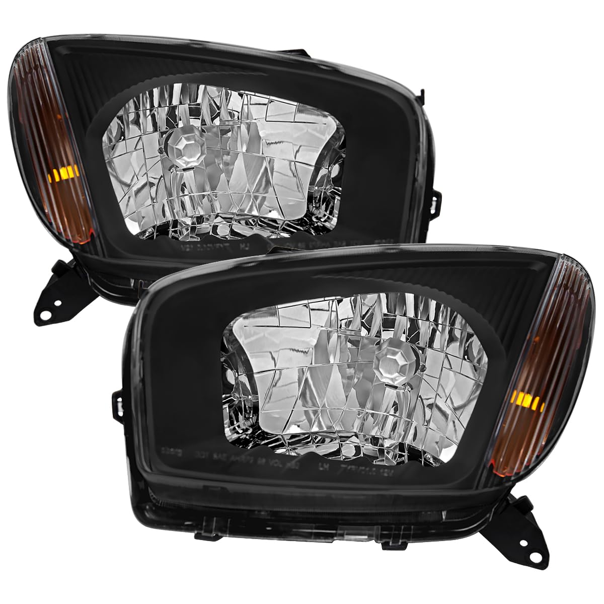 Black Headlights SPEC-D TUNING Compatible with 2001-2003 Toyota RAV4, Left + Right Pair Headlamps Assembly
