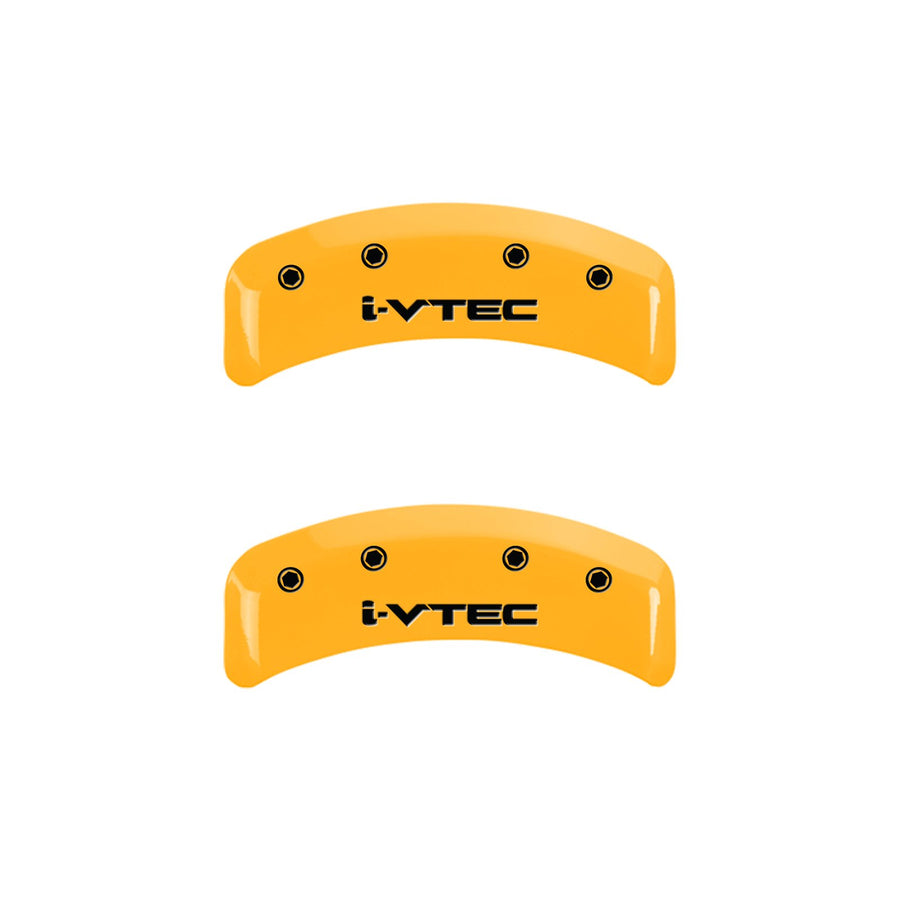 MGP Yellow Caliper Covers 20130SIVTYL Cover (Set of 4, Engraved Front and Rear: i-Vtec, Yellow powder coat finish, black characters)