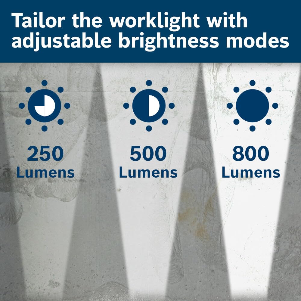 18V BOSCH GLI18V-800N Multidirectional, Portable LED Worklight with Mounting Magnet and Hanging Hook (Bare Tool)