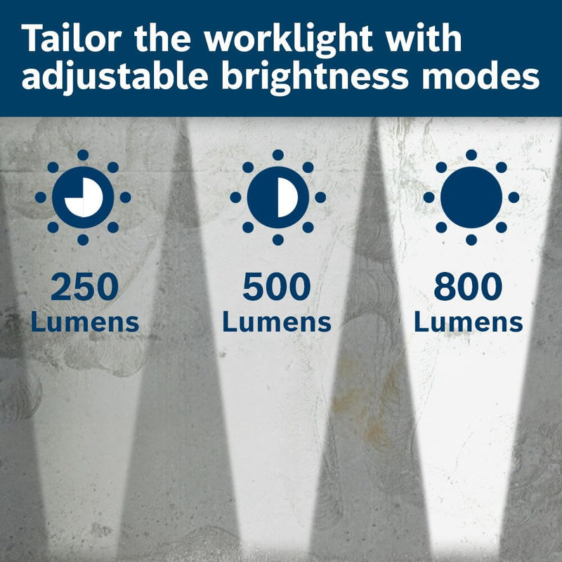 18V BOSCH GLI18V-800N Multidirectional, Portable LED Worklight with Mounting Magnet and Hanging Hook (Bare Tool)