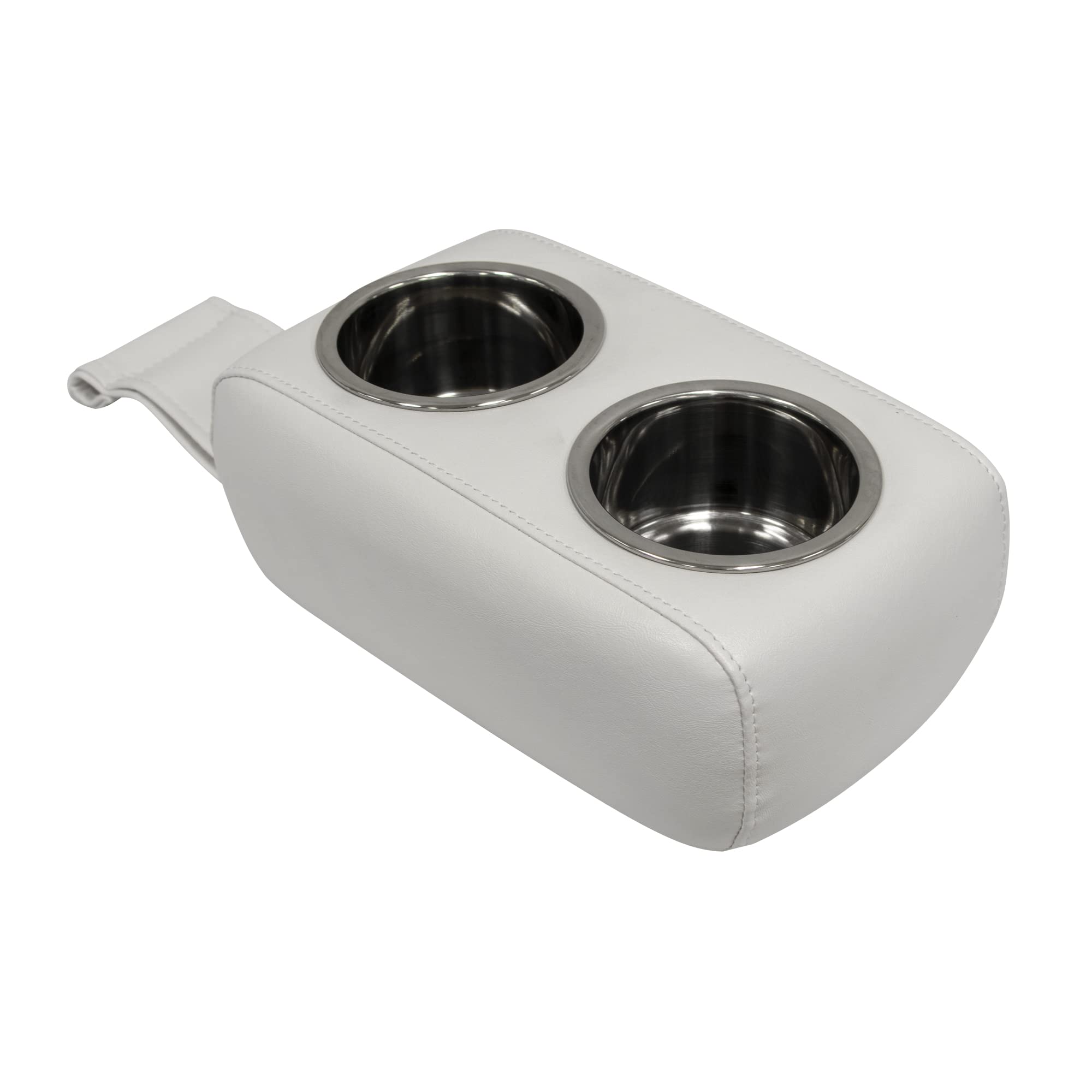 3059-784 Wise Pontoon Double Drink Holder with Stainless Steel Cup Holders, White