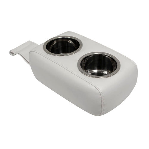 3059-784 Wise Pontoon Double Drink Holder with Stainless Steel Cup Holders, White
