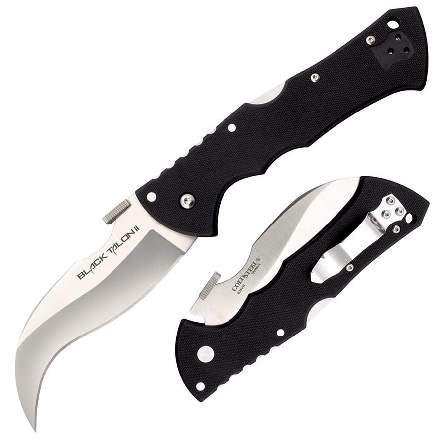 Cold Steel 4" Black Talon ll S35VN Plain Blade 5.5" G-10 Handle Tactical Folding Knife w/Tri-Ad Lock, Ambidextrous Pocket/Belt Clip