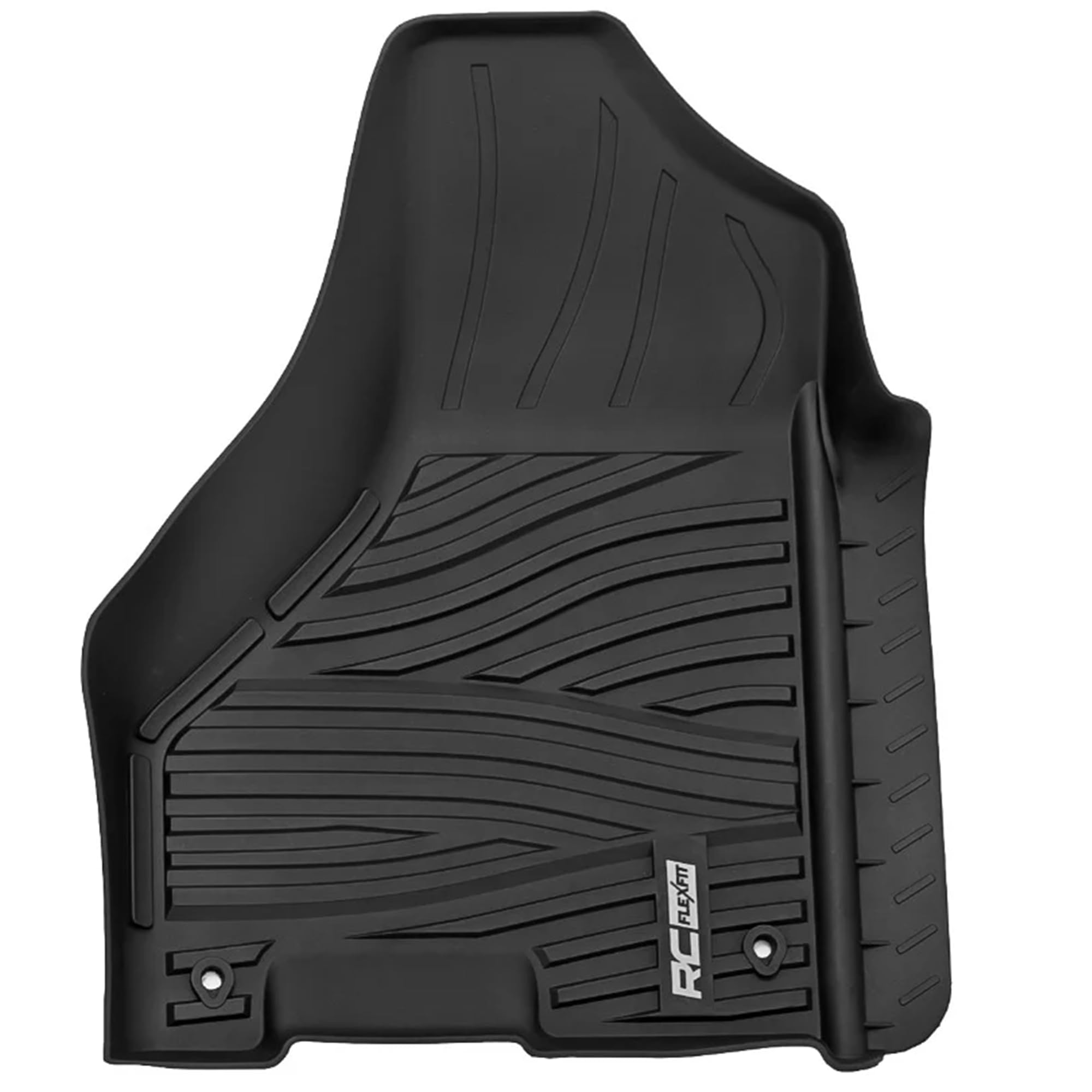 Rough Country Front Flex-Fit Floor Mats for Ram 1500 (2012-2018 & Classic) Crew Cab - Custom All-Weather Non-Slip TPE Liners with Spill Saver Lip