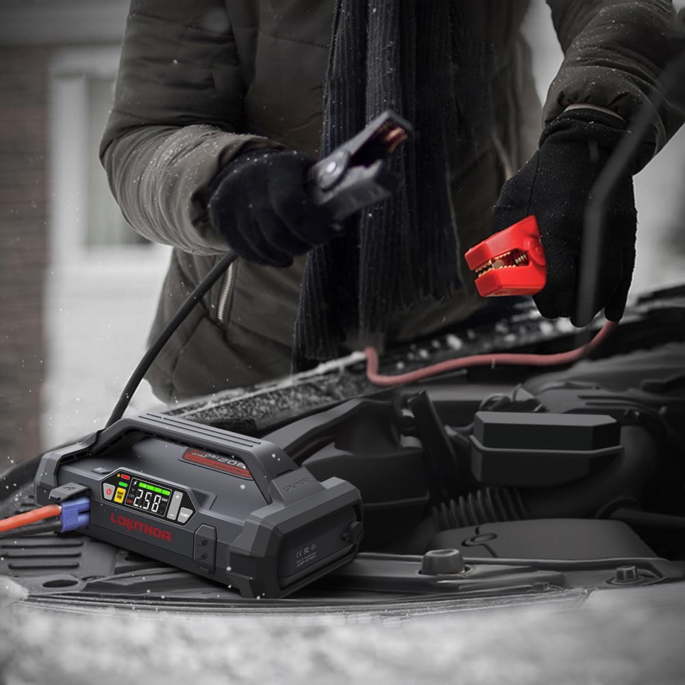 JA302 LOKITHOR Jump Starter with Air Compressor, 2500Amp 12V Portable Car Battery Booster Pack for Upto 8.5L Gas or 6.5L Diesel, 150 PSI Tire Inflator with Digital Screen, 36 Months Ultra-Long Standby