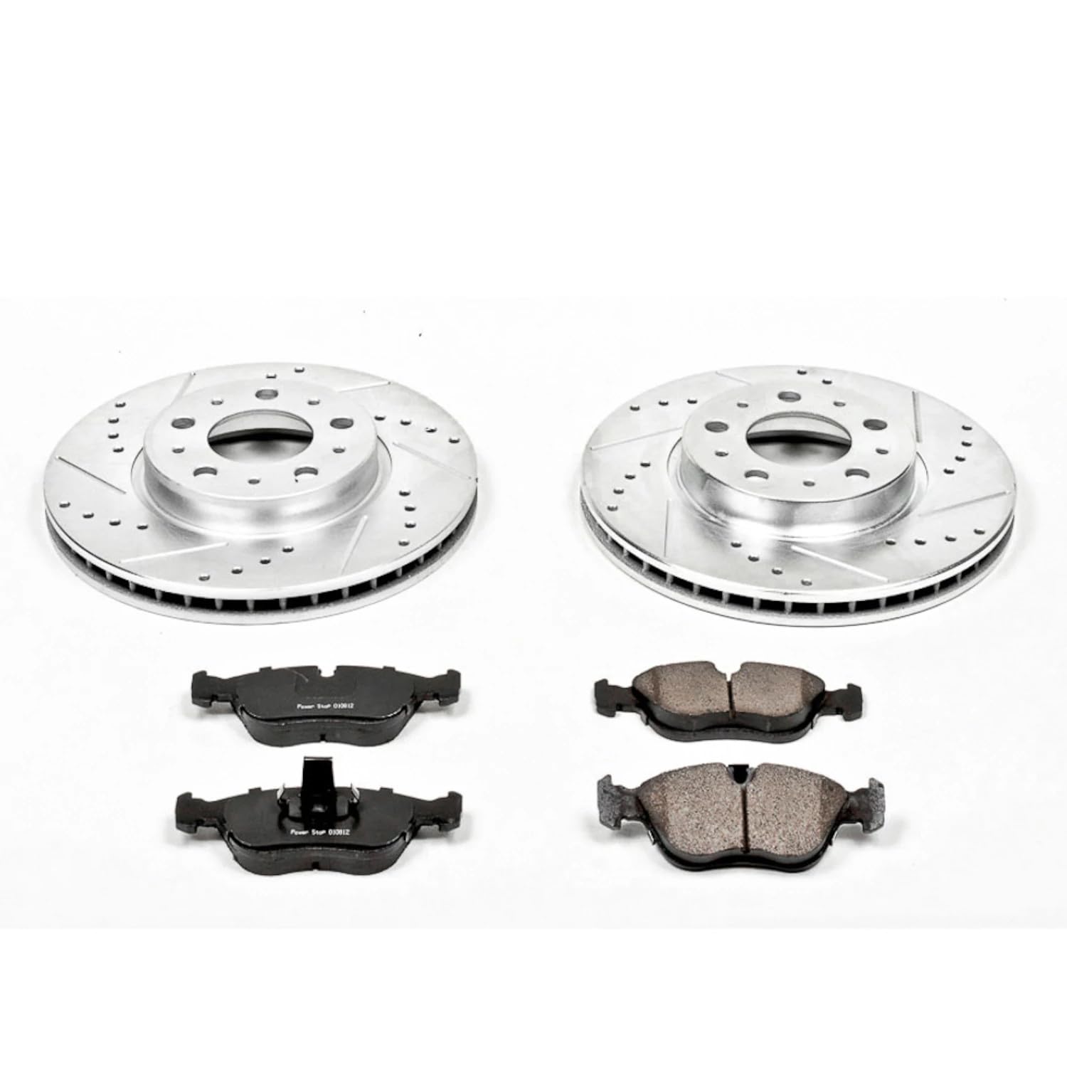 Power Stop Front K572 Z23 Carbon Fiber Brake Pads with Drilled & Slotted Brake Rotors Kit