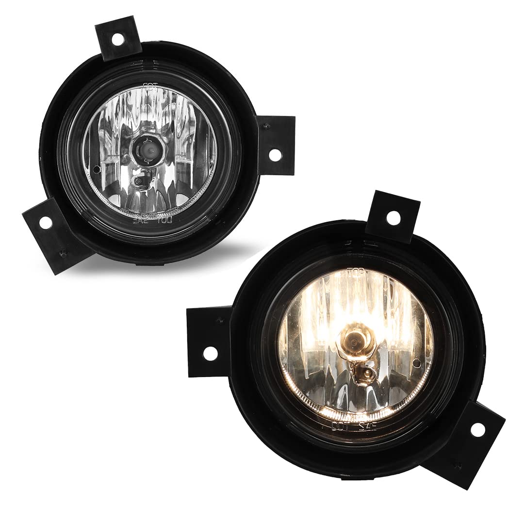 Fog Light Winjet for 2001 2002 2003 Ford Ranger, Bumper Driving Fog Light Lamps Assembly,OEM Fog Lamp Replacement With Bulb H10 12V 42W Chrome Black Housing Clear Lens, Driver+ Passenger Side