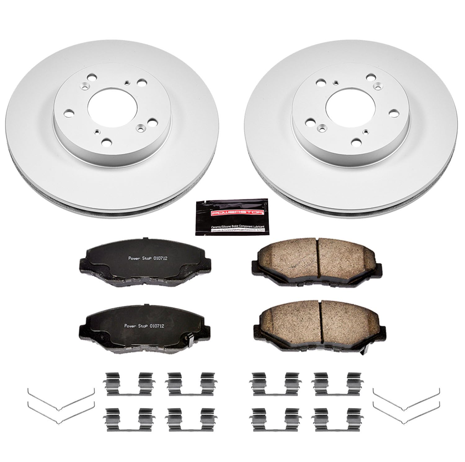 Power Stop CRK1043 Brake Kit Front Coated Brake Rotors and Ceramic Brake Pads For 2003-2012 Honda Accord | 2013-2021 Civic | 2002-2004 CR-V | 2003-2011 Element [Application Specific]