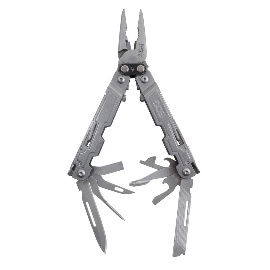 SOG One-Handed PowerAccess Lightweight Daily Pocketable Stainless Steel Multi-Tool for Backcountry 18 Tools, Stone Wash