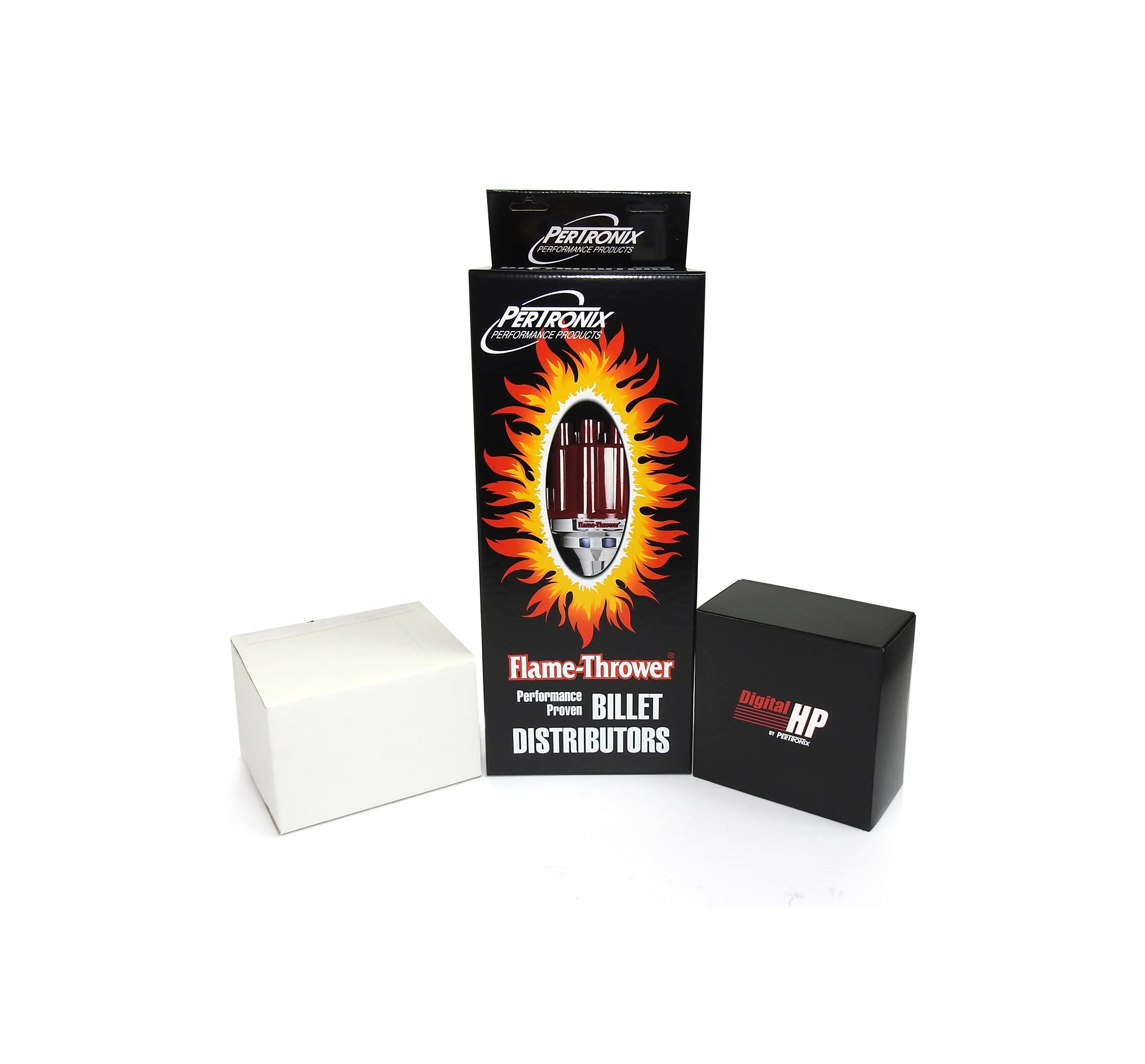 HP02 Pertronix Bundle Digital HP Ignition Box (Chevy SB/BB Mag Trigger Billet Distributor Black Male Cap, HP E-core 45,000 Volt .02 Ohms Coil), 1 Pack