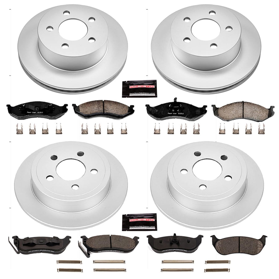 Power Stop CRK2154 Brake Rotor & Coated Ceramic Brake Pads- front & rear For Jeep Wrangler 2003-2006 [Model Specific]