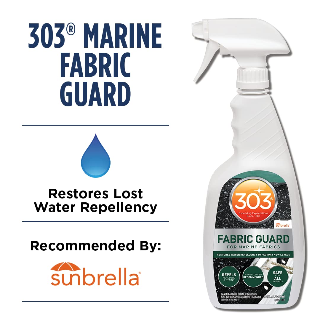 303 Marine Fabric Guard - Restores Repellency Water and Stain To Factory New Levels, Simple and Easy To Use, Manufacturer Recommended, Safe For All Fabrics, 32oz (30604CSR)