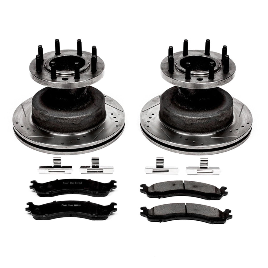 Power Stop K5084 Z23 Carbon Fiber Brake Pads with Drilled & Slotted Brake Rotors Kit
