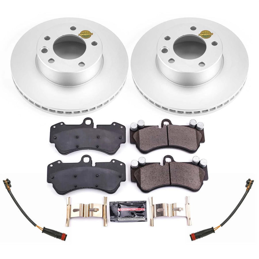 Power Stop Z23 Front Coated Rotor Kit-Coated Brake Rotors, Carbon Ceramic Brake Pads For Mercedes-Benz G550 4x4 2017-2018 [Model Specific]