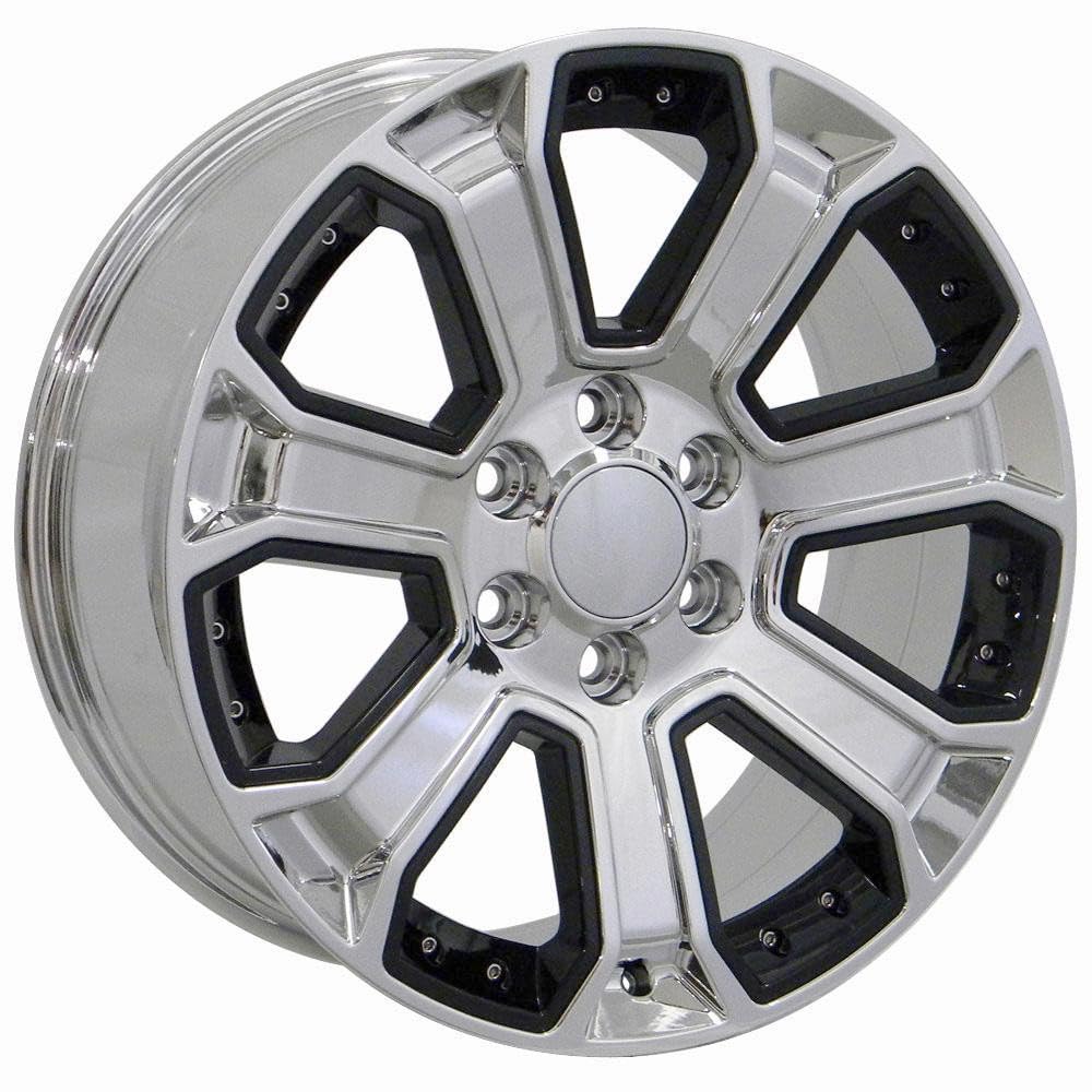 Chrome Wheel with Chrome Insert Painted OE Wheels LLC CV93B-22090-6550-24C-ic (22 x 9. inches /6 x 139 mm, 24 mm Offset)
