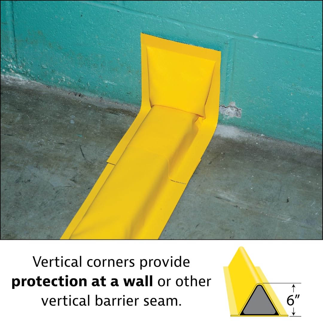 Justrite Fuel Spill Containment Curbs Make-A-Berm™ 6" High Vertical Corner Set (2 Pieces), Custom Chemical Spill Containment Berm System, Yellow PVC Coated Fabric, Made in The USA, 28485