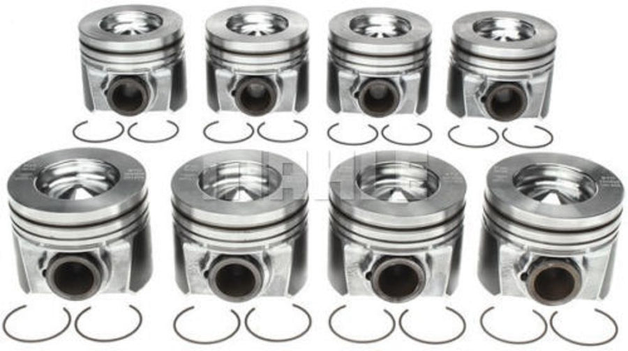 Set of (8) Mahle Standard Bore dia. Pistons compatible with 2008-10 Ford 6.4 6.4L Power Stroke Diesels. Pistons Only, No rings. (STD 3.866" Bore diameter)