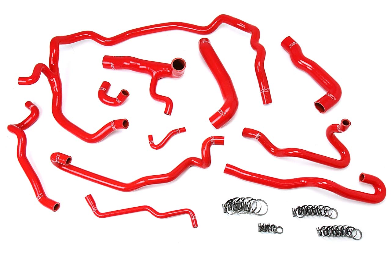Red HPS 57-1552-RED Silicone Radiator and Heater Hose Kit Coolant