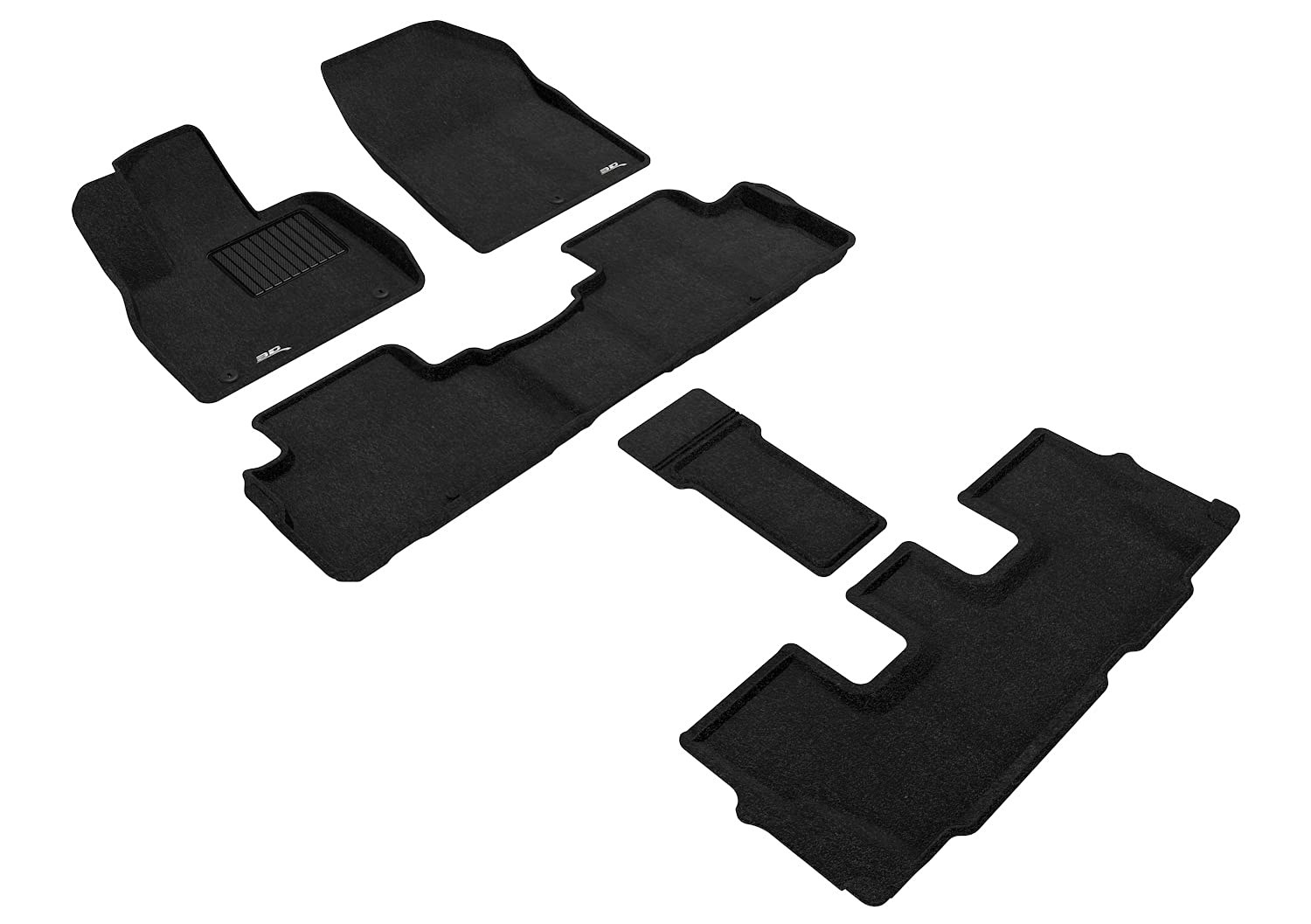 3D MAXpider Elegant Custom Fit Floor Mats (Black) Compatible with Hyundai Palisade 7 -Seats 2020-2025 - Full Set
