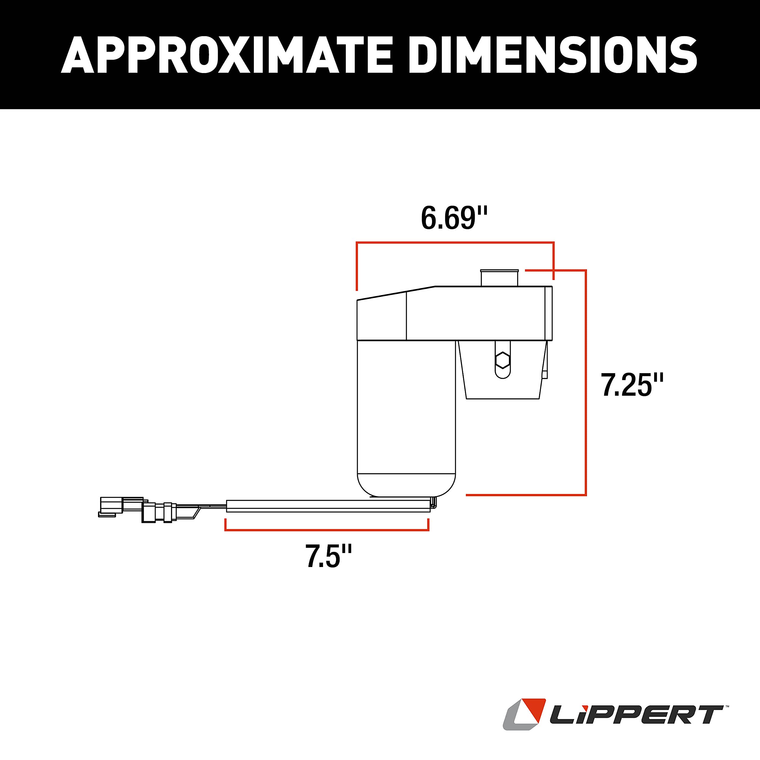 Hall Effect Lippert Ground Control 3.0 Replacement RV Leveling Jack Motor, 6.69" x 7.25" with 7.5" Wiring Harness - 343758