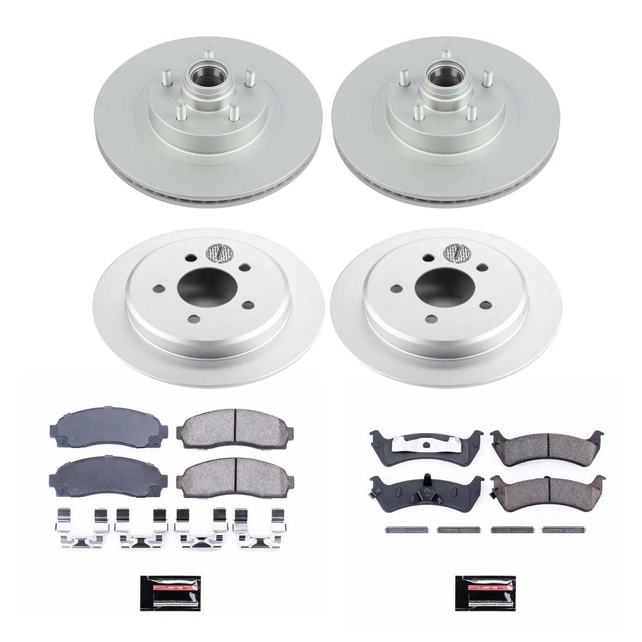 Power Stop Z17 Coated Rotor Front and Rear Brake Kit-Coated Brake Rotors & Ceramic Brake Pads For Ford Explorer Sport 2001-2002 [Model Specific]