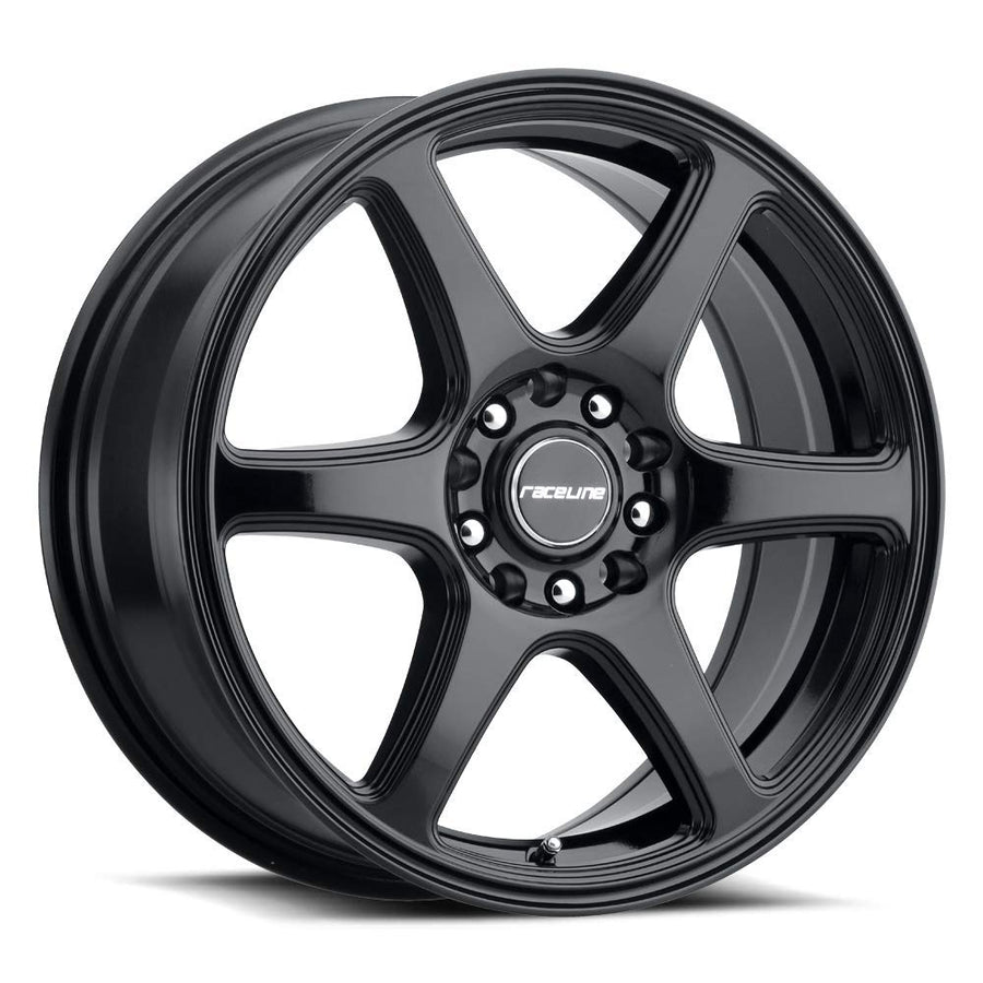146B Raceline Wheels MATRIX Wheel Black 15X7"4X100/4X114.3 Bolt Pattern +40mm Offset/(5.57"B/S) 6 Spoke Aluminum Passenger Car Wheels, Full Size Replacement Black Car Rims