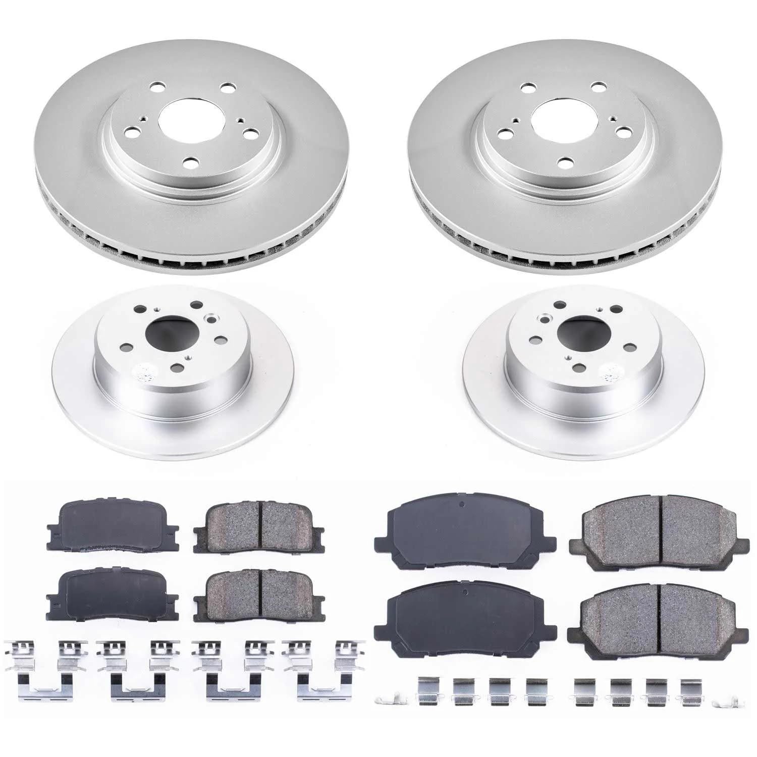 Power Stop CRK1140 Brake Rotor & Coated Ceramic Brake Pads- front & rear For Toyota Highlander 2001-2003 [Model Specific]