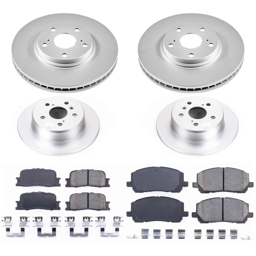 Power Stop CRK1140 Brake Rotor & Coated Ceramic Brake Pads- front & rear For Toyota Highlander 2001-2003 [Model Specific]