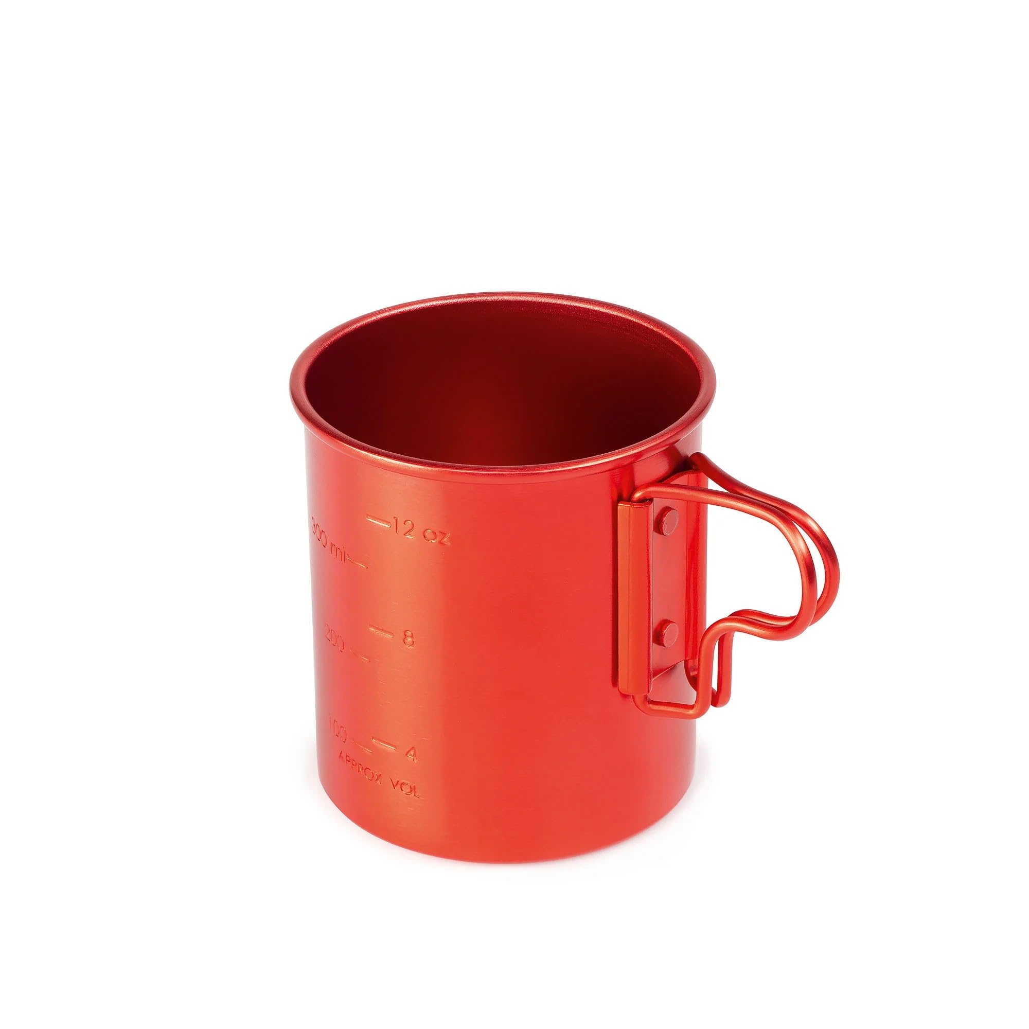 Bugaboo GSI Outdoors 43211 Camping Cup - Lightweight Anodized Aluminum Mug with Folding Handles, Hiking & Travel Gear, 14 fl. oz. - Red