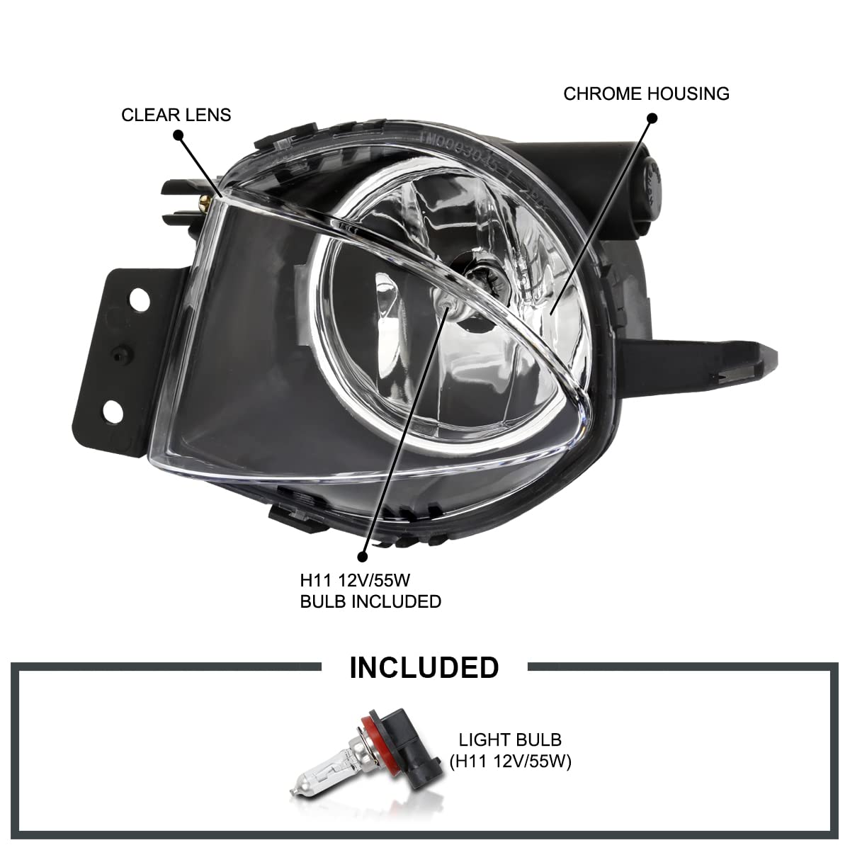 Fog Lights Spec-D Tuning Front Driving Bumper Lamps w/H11 Bulbs Compatible with BMW 3 Series E90 2006-2008 L+R Pair Assembly