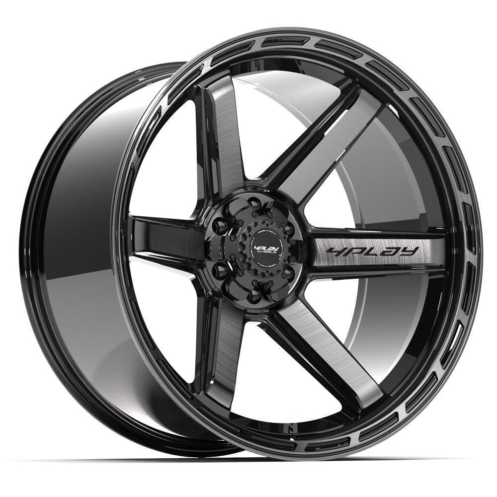 4PLAY Wheels 24 Inch Rim 4P63 Fits 6x135 & 6x139.7 24x12 Gloss Black Brushed with Tinted Clear (1)