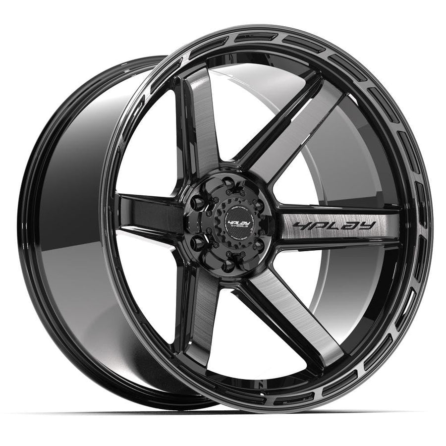 4PLAY Wheels 24 Inch Rim 4P63 Fits 6x135 & 6x139.7 24x12 Gloss Black Brushed with Tinted Clear (1)