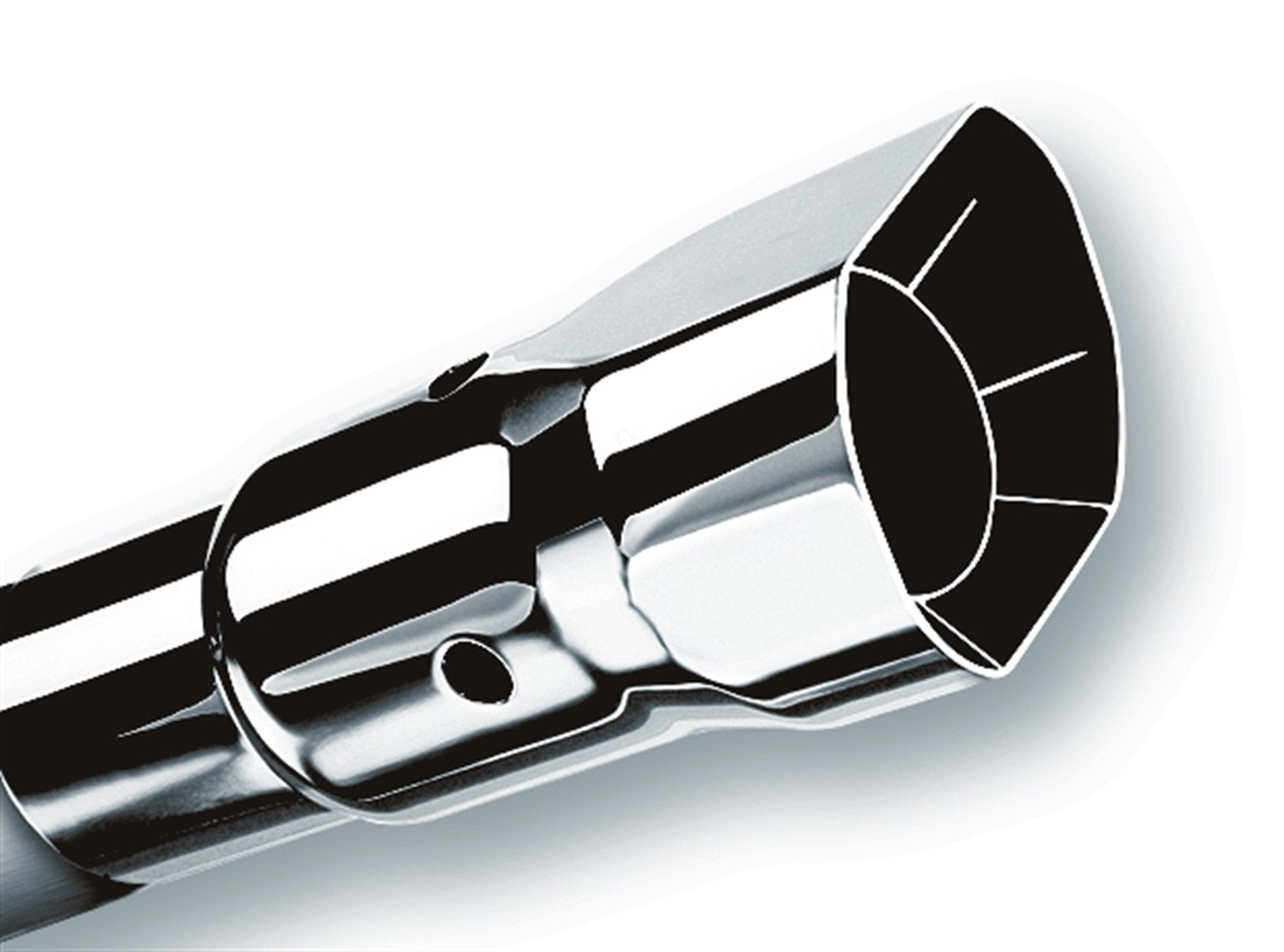 20115 BORLA Exhaust Tip 2.25" Inlet - 2.75" x 2.5" Single Square Straight-Edge Angle-Cut Intercooled Outlet - 6" Long Exhaust Tip. Set Screw Mounting Method. Set Screw Included.