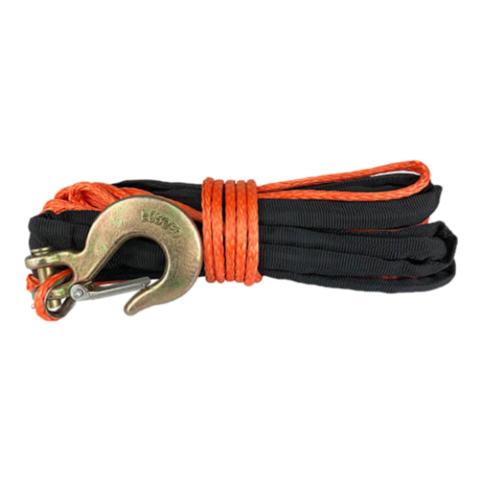 Mile Marker 19-52316-50 Synthetic Rope ATV Assembly with Hook Single Orange & Black 3/16" x 50' for ATV Winches 2,500 – 3,500 lbs. - Breaking Force of 4,600 lbs.