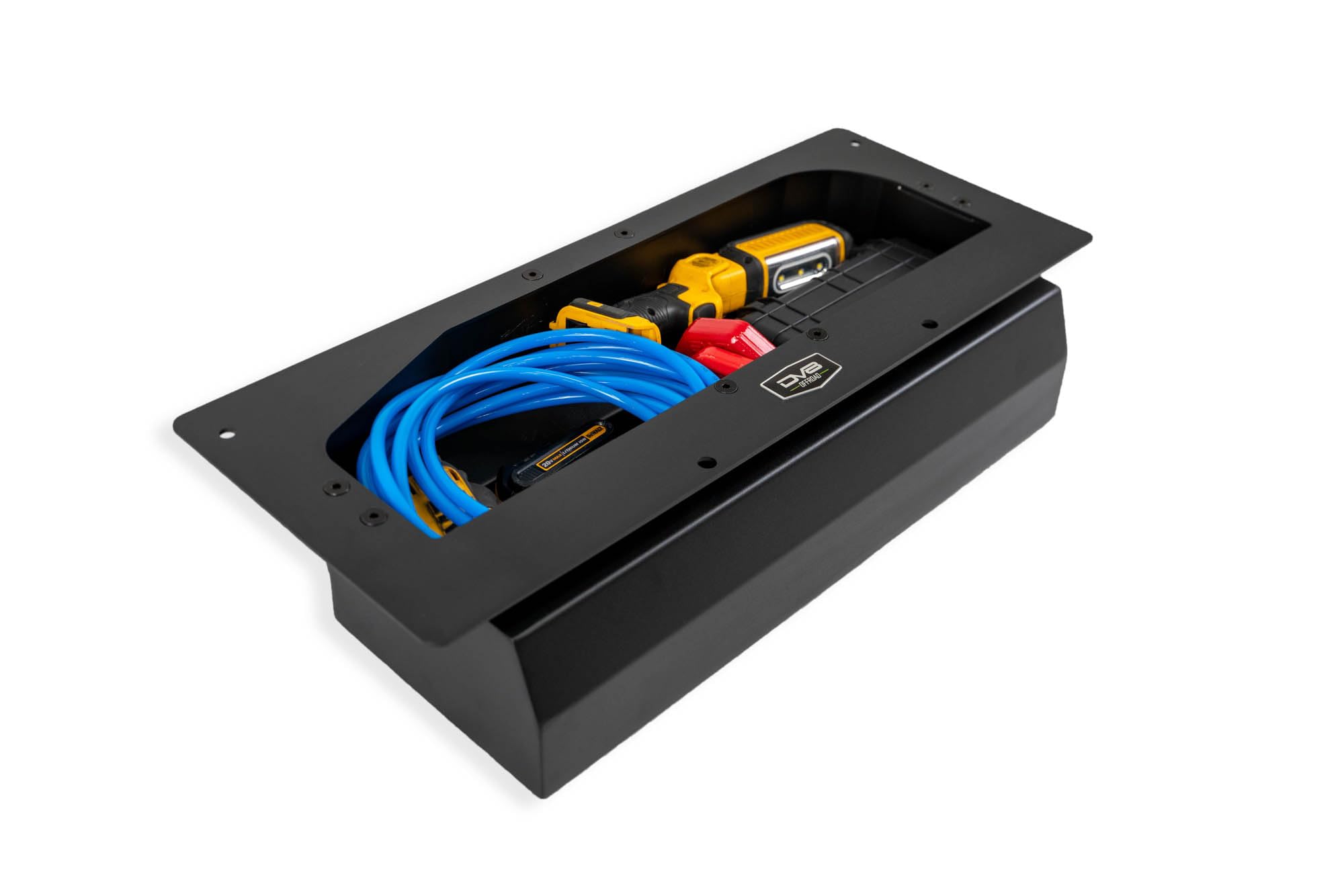 Storage Compartment DV8 for 2021-2025 Ford Bronco | Extra Thick Heat Shield | Enhances Storage Space | 54% More Volume than the OEM Box | Fully Bolt-On Installation | Steel | Black Powder Coat