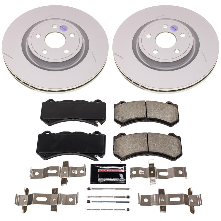 Power Stop CRK8838 Brake Kit For Dodge Durango 2021, Jeep Grand Cherokee 2021 Coated Brake Rotors and Pads