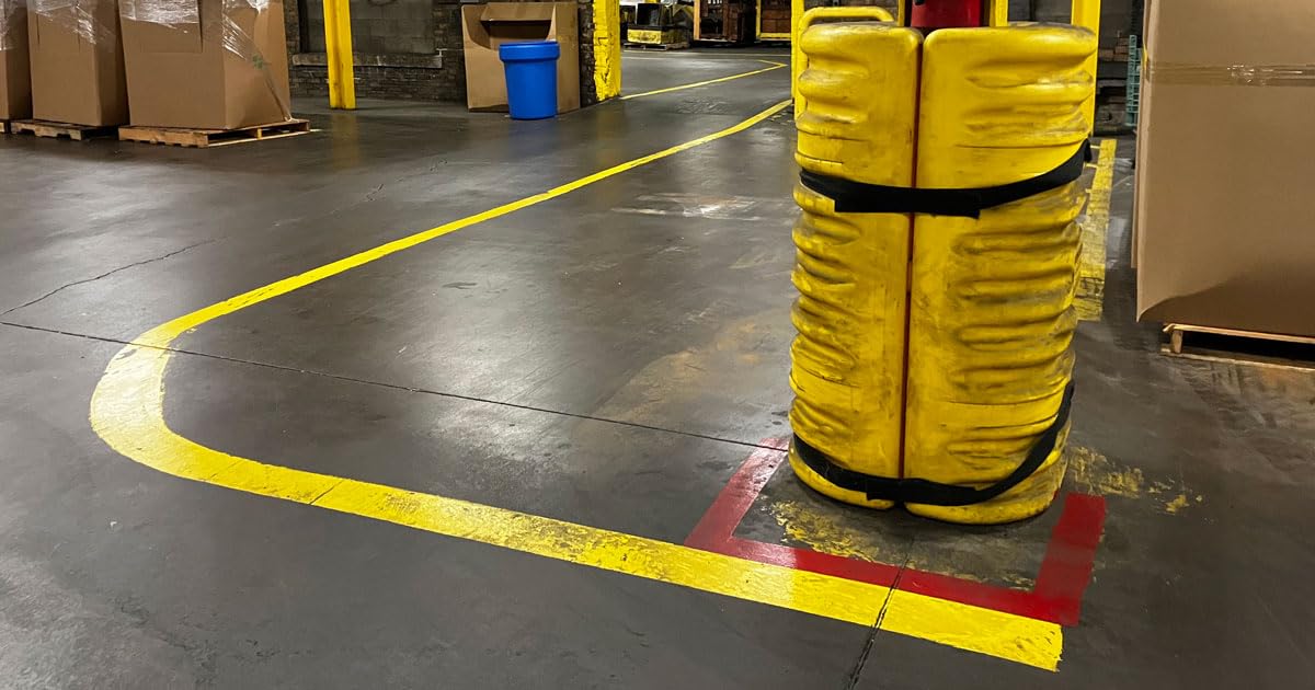 Plastic Eagle Column Protector for 8" Square Column with Interlocking Halves and Easy-Install Straps, 24" x 24" x 42", High-Density Polyethylene (HDPE), Made in The USA, Yellow, 1708