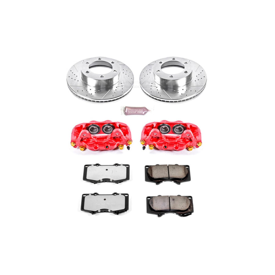 Power Stop Brake Kit For Sequoia Toyota Tundra Caliper Casting #13WL - Z36 Truck & Tow Front Calipers, Carbon-Fiber Ceramic Brake Pads, and Drilled and Slotted Brake Rotors Replacement, KC2324-36