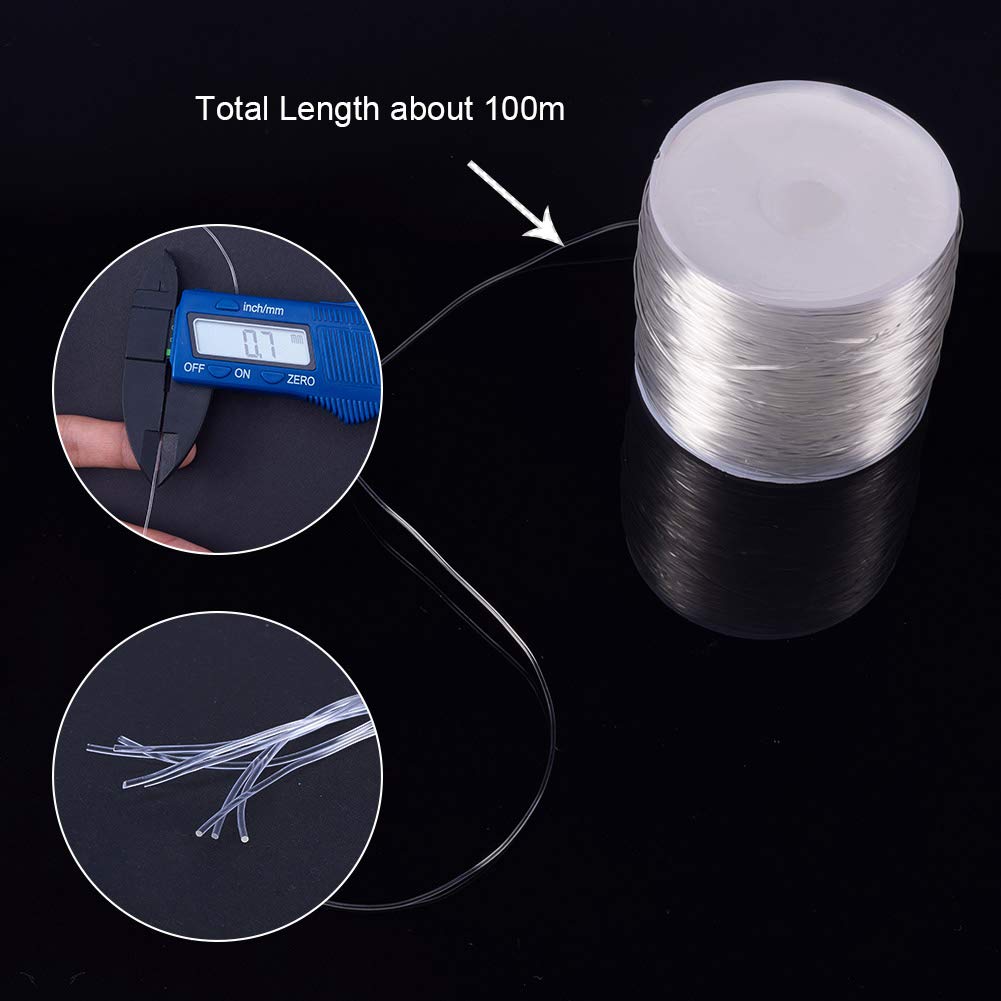 109 Yards JEWELEADER Clear Crystal Elastic Thread 0.7mm Stretch String Cord Crafting DIY Thread for Bracelets Gemstone Jewelry Making Beading Craft Sewing