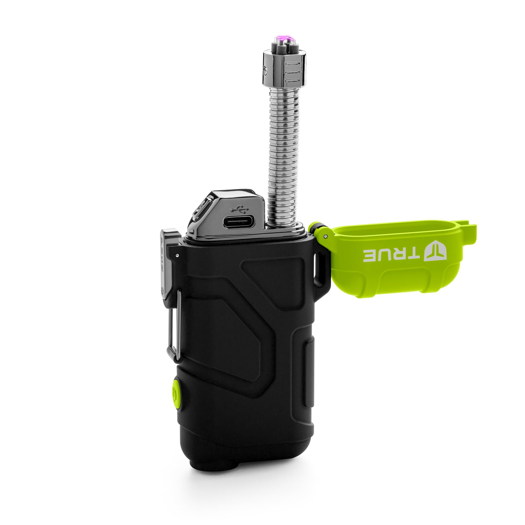 Plasma Lighter True XRL | Flameless and Fuel-Free, Plasma Arc Technology, 100+ Ignitions on a Single Charge, Windproof, Water-Resistant, Compact and Rugged Design - Black/Green
